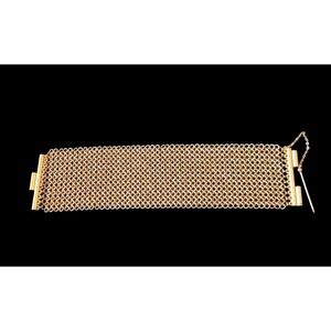 Vintage Anne Klein Mesh Style Gold Tone Bracelet with Coordinating Pin Set